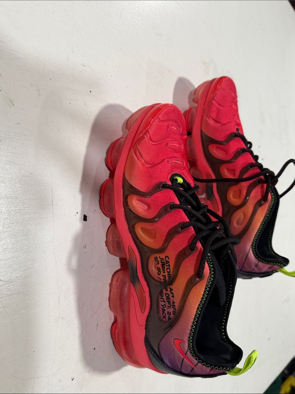 Nike Kids Sneakers in Red with Black and Neon Yellow Accents - Picture 7 of 7